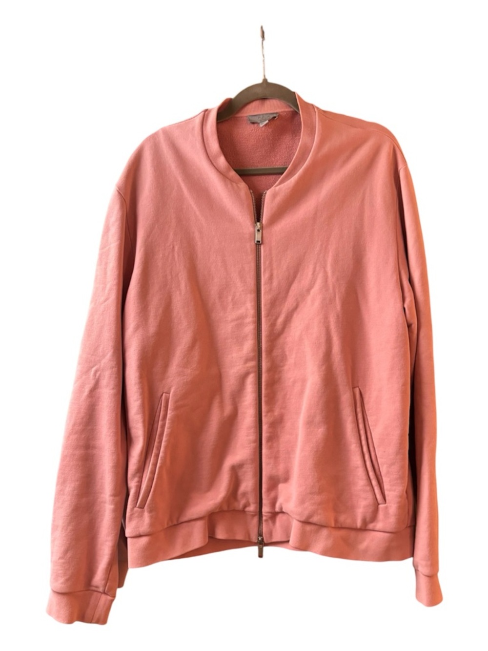 COS Womens Dusty Pink Bomber Jacket Sweatshirt Zip Front Size XL